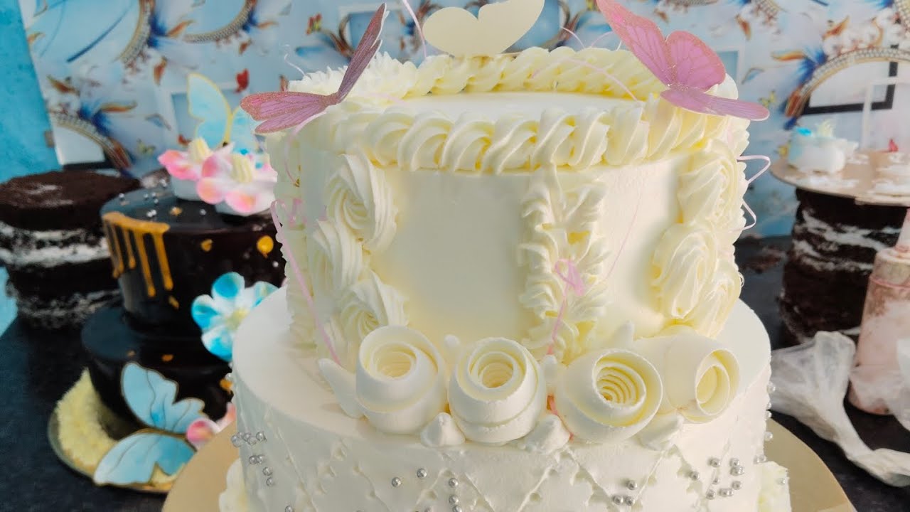 Light pineapple cake video double step 🪜#unique #cakedesign #recipe 