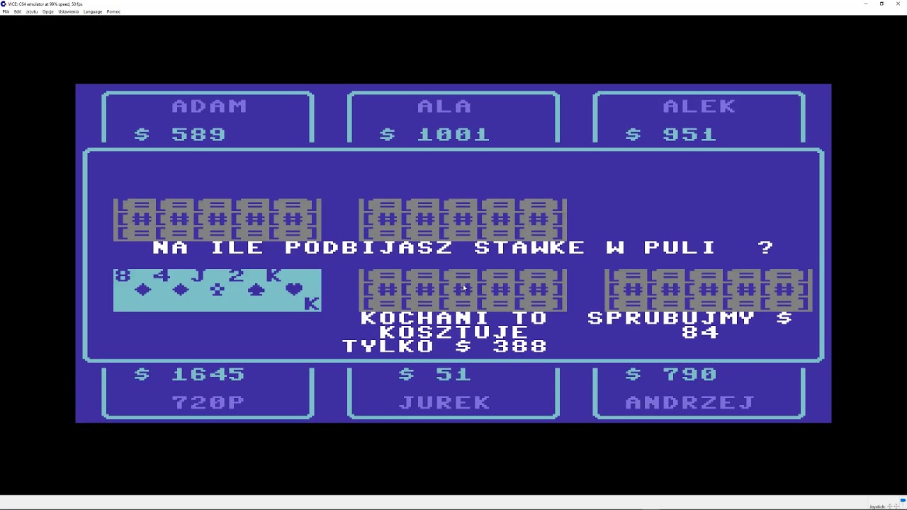 Super Retro Gry #5 Poker po Polsku (Synteza Mowy) Commodore 64.