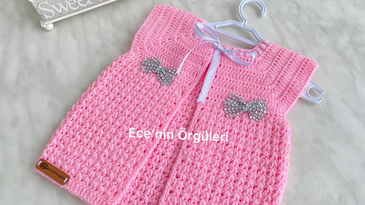 Easy crochet pattern baby vest /Tığ işi Cimcime Model Bebek Yeleği / 6 ay