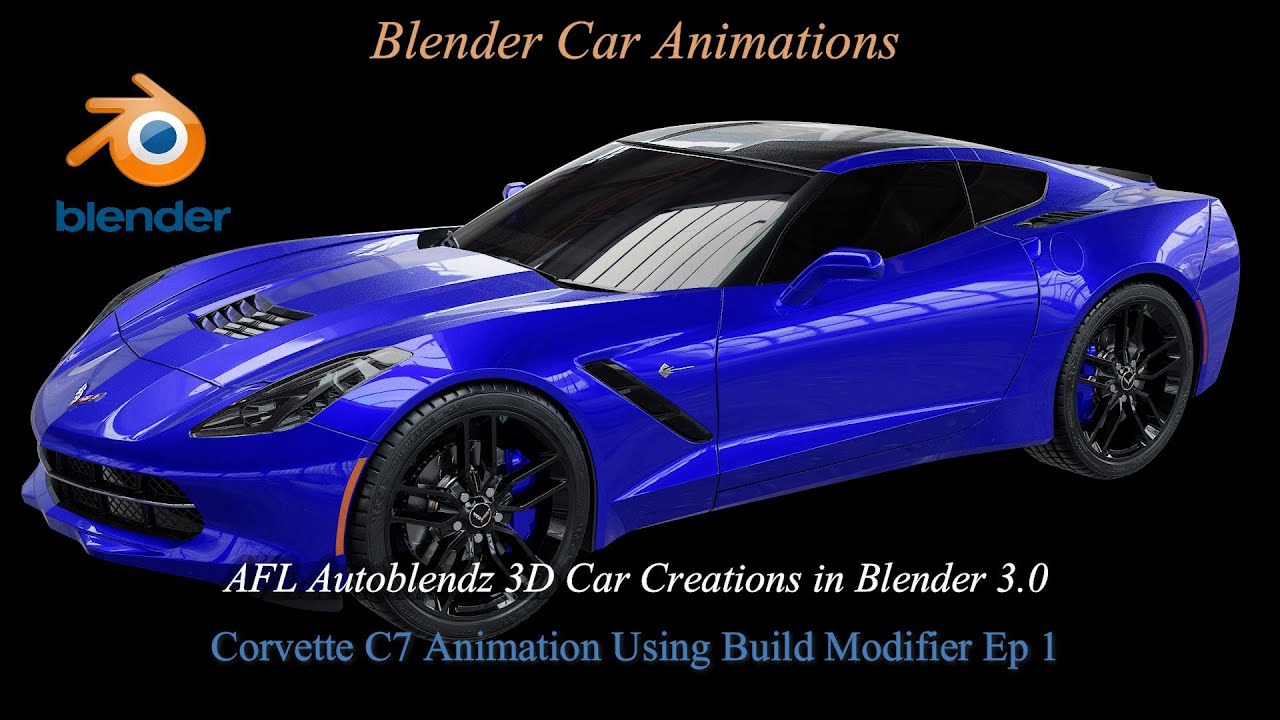 Blender Car Corvette C7 Animation Using Build Modifier Ep 1 #blender #corvette