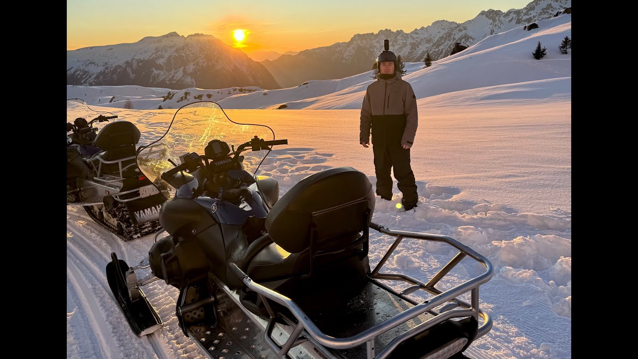 Sunset Snowmobile Ride In Alpe D'Huez With Espace Motoneige Insta360 March 2025
