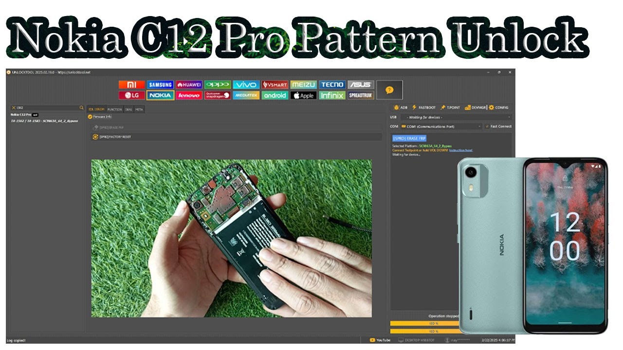 Nokia C12 Pro (TA-1562)  Frp Android 12 Unlocktool Test Point