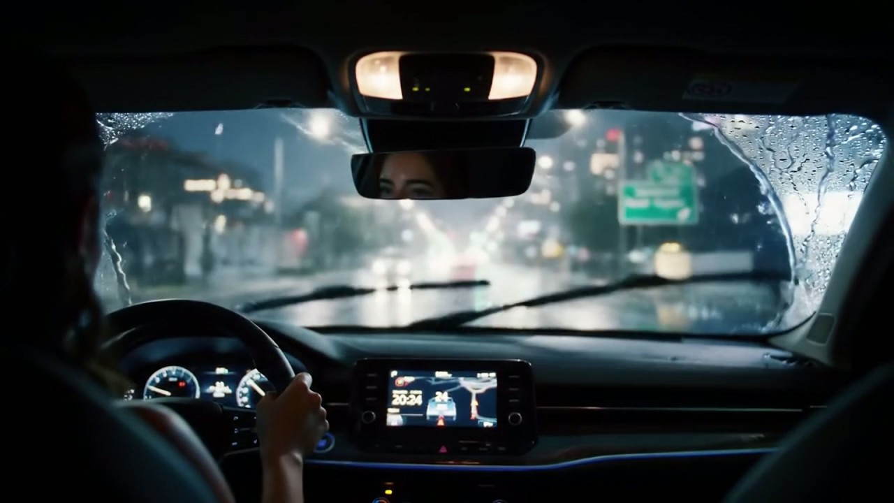 Boring Night Rain Driving - Dark Screen Rain on Car for Relaxation