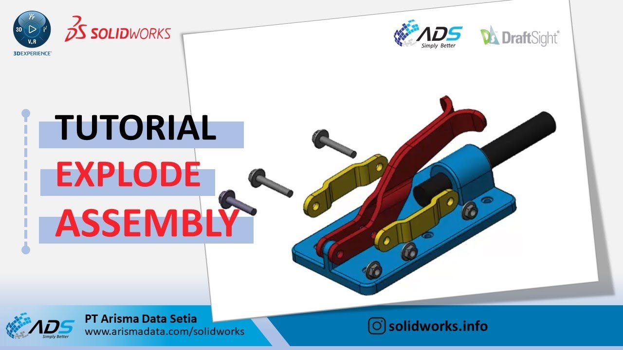 SOLIDWORKS INDONESIA - Tutorial membuat Explode View Assembly gerakan berputar