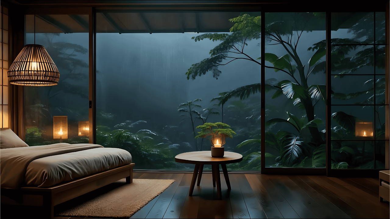 Soothing Piano with Soft Rain Through the Night | Peaceful Sleep Music for Deep Relaxation and Rest