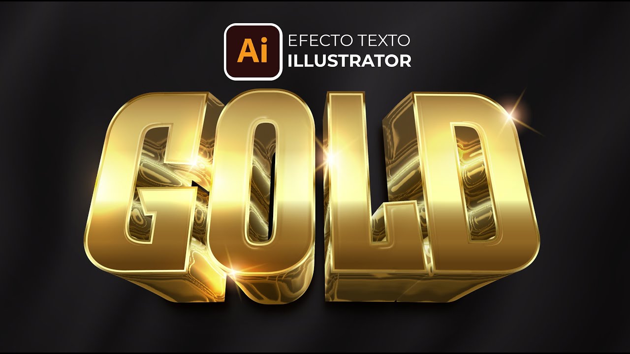 Texto dorado en illustrator