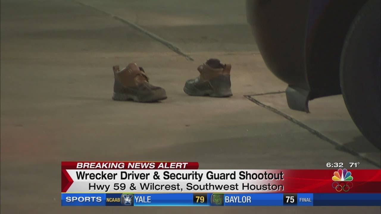 Confrontation between security guard, wrecker driver ends in shootout, police say