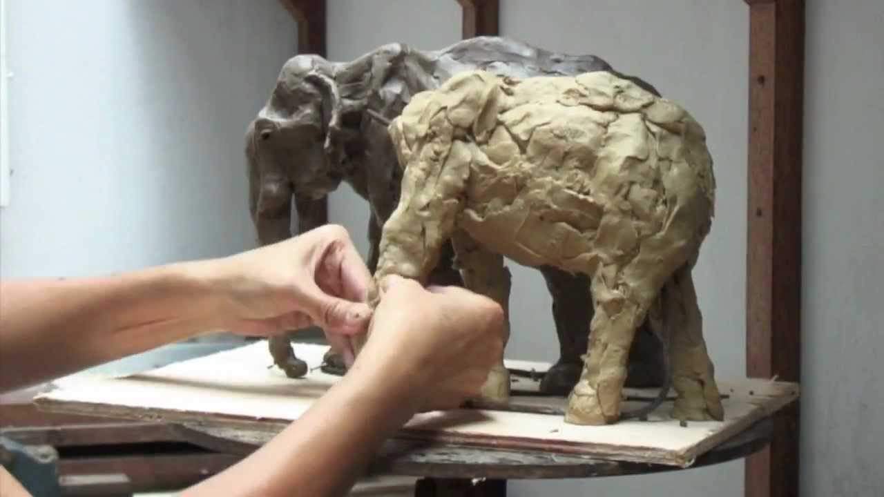 Thai Elephant Sculpture 'Omm Chakawan and Peter' by Khwan Barton