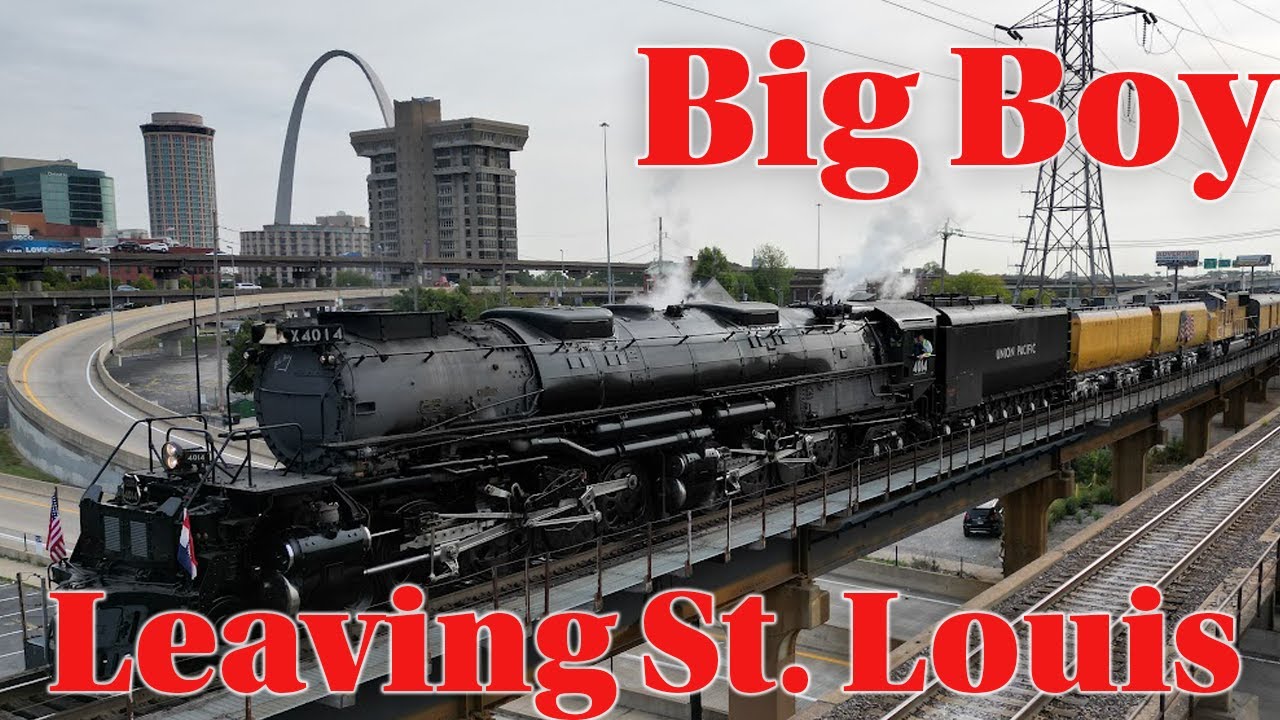 UP Big Boy 4014 Leaving St. Louis 9/12/24 Drone and Trackside footage