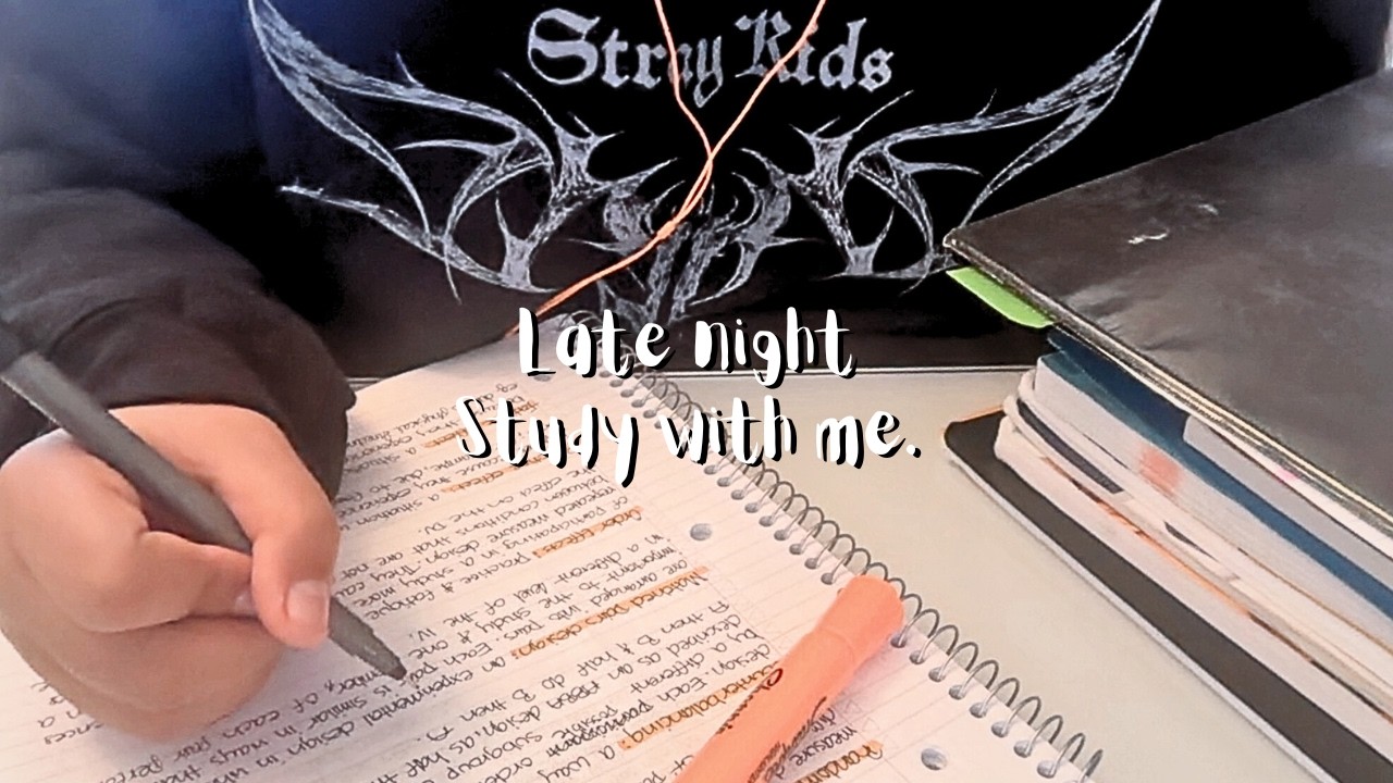 late night study session // pencil asmr, note-taking, page-flipping, no music, study with me