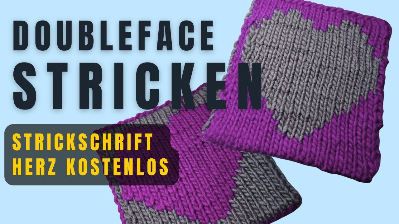 🧶 Doubleface Herz IN REIHEN stricken – kostenlose Strickschrift