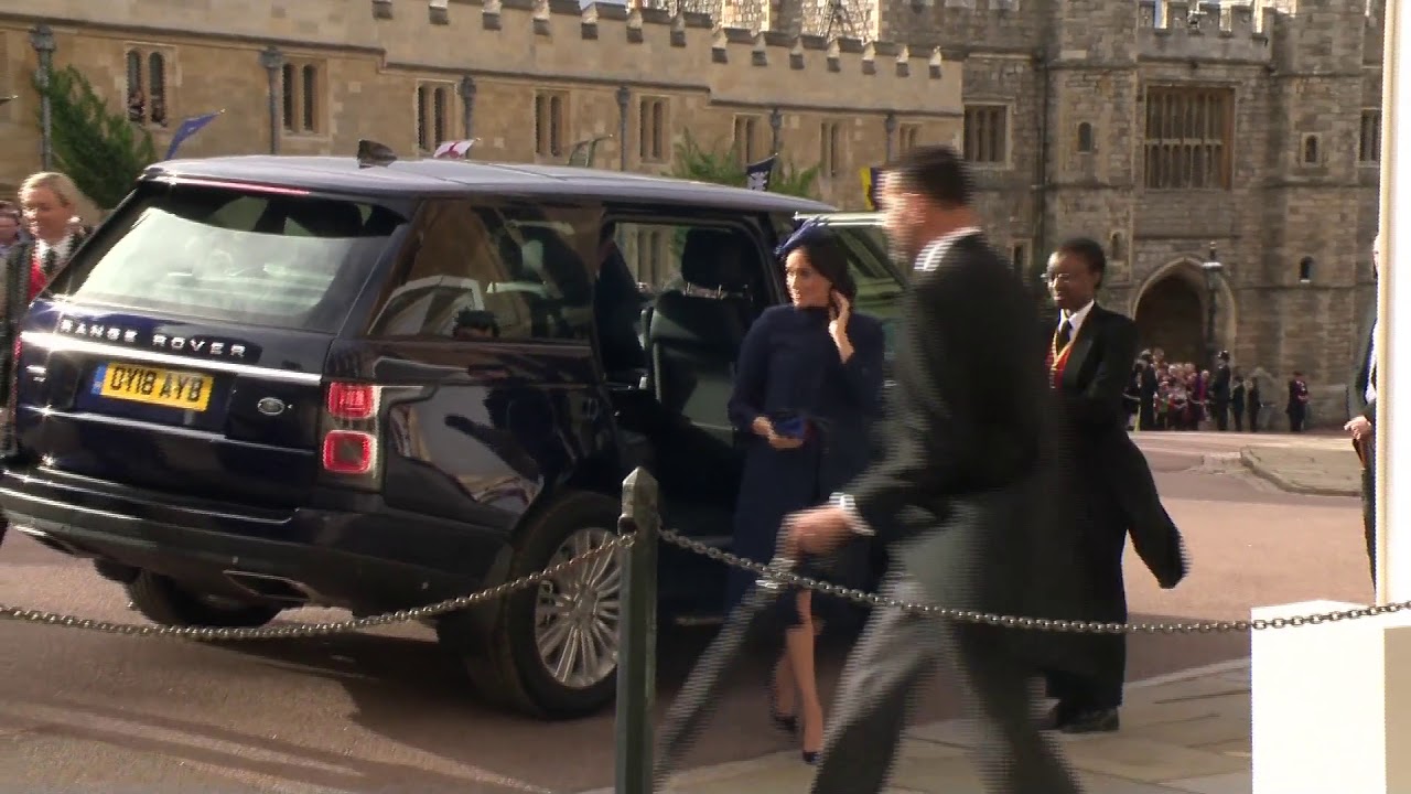 Prince William, Duchess Kate, Prince Harry and Duchess Meghan Arriving at the Royal Wedding