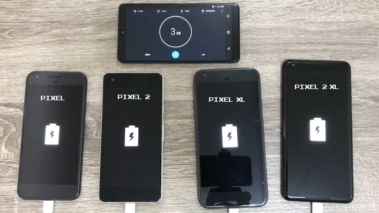 Pixel vs Pixel 2 vs Pixel XL vs Pixel 2 XL 0-100% Battery Charge Test WHY IS THE PIXEL 2 XL SO SLOW?