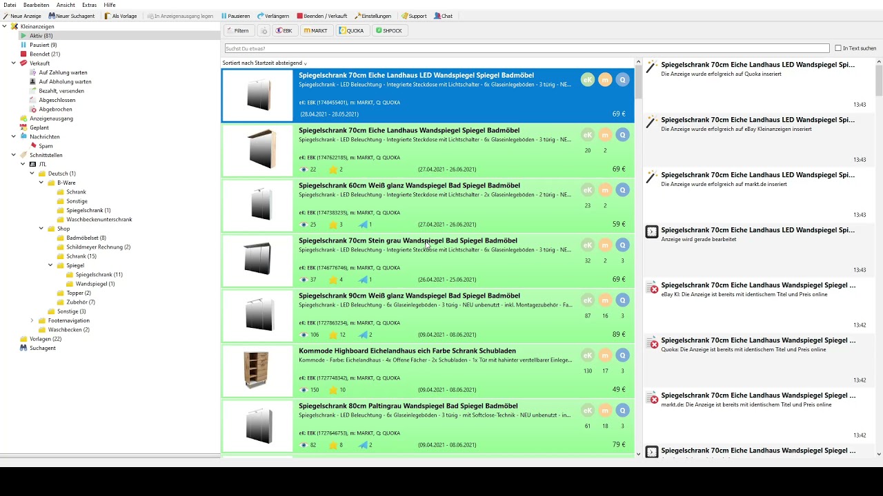 Anzeigenchef Artikel anlegen dann einstellen auf Plattformen und auch bei Facebook