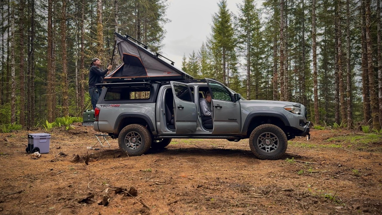 Tacoma Truck Camping In Oregon - Cooking, Camp fire, Rooftop Tent