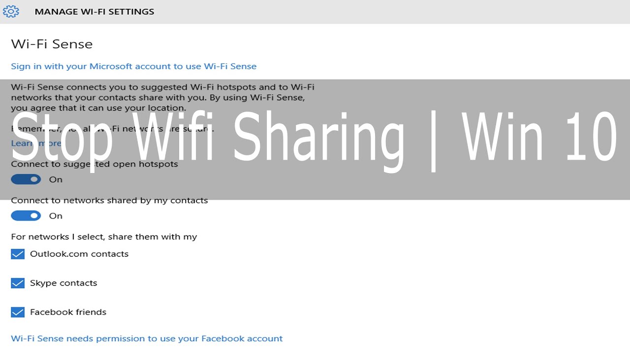 Stop Windows 10 sharing your Wifi
