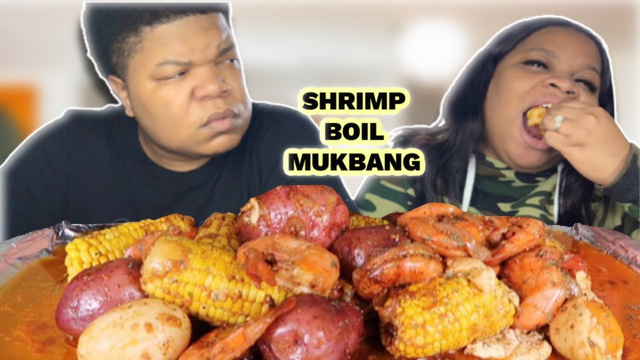 Шутишь над мужем, когда ешь слишком быстро | Креветки в мукбанге + яйца + картофель