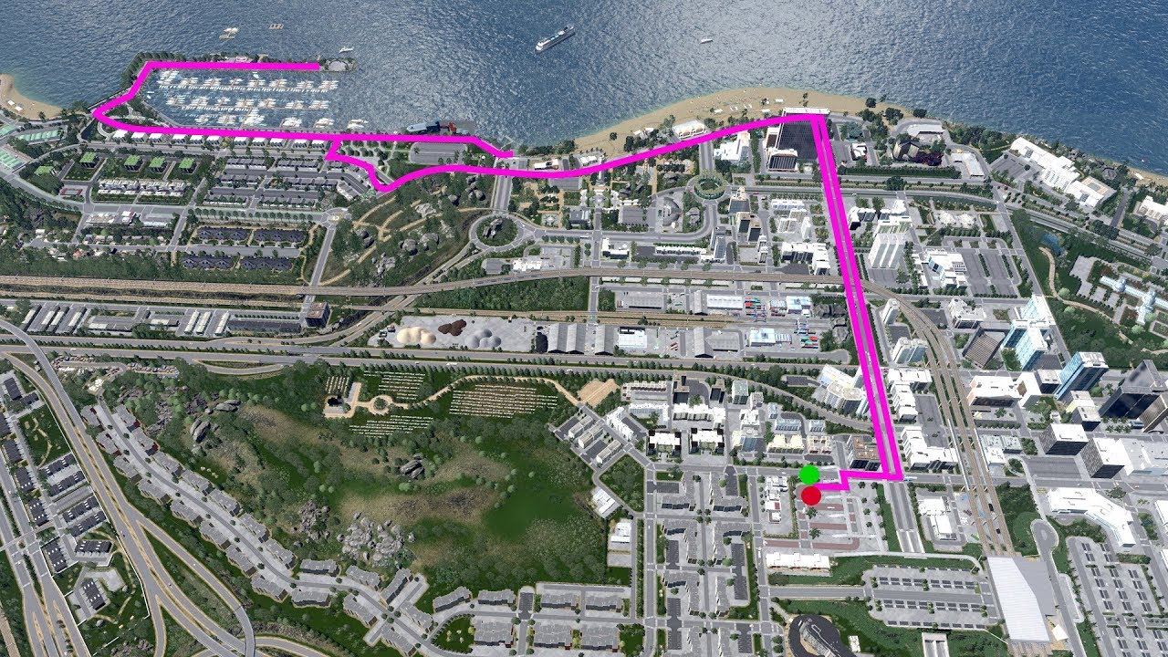 Cities Skylines - Trips through Littletown: Central Station to the Marina Pier