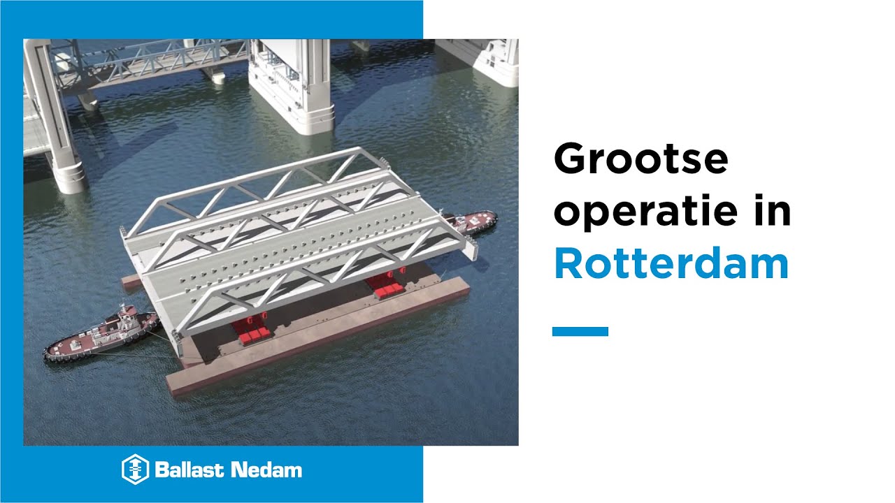 Animatie Botlekbrug: invaren en inhijsen van de brugdelen | Ballast Nedam