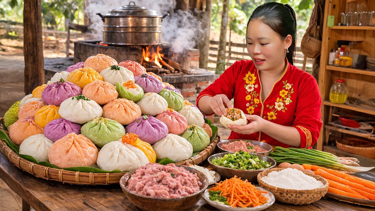 How To Make 7 Color Dim Sum Dumplings With Shrimp Filling - Live with Nature | Trieu Mai Huong