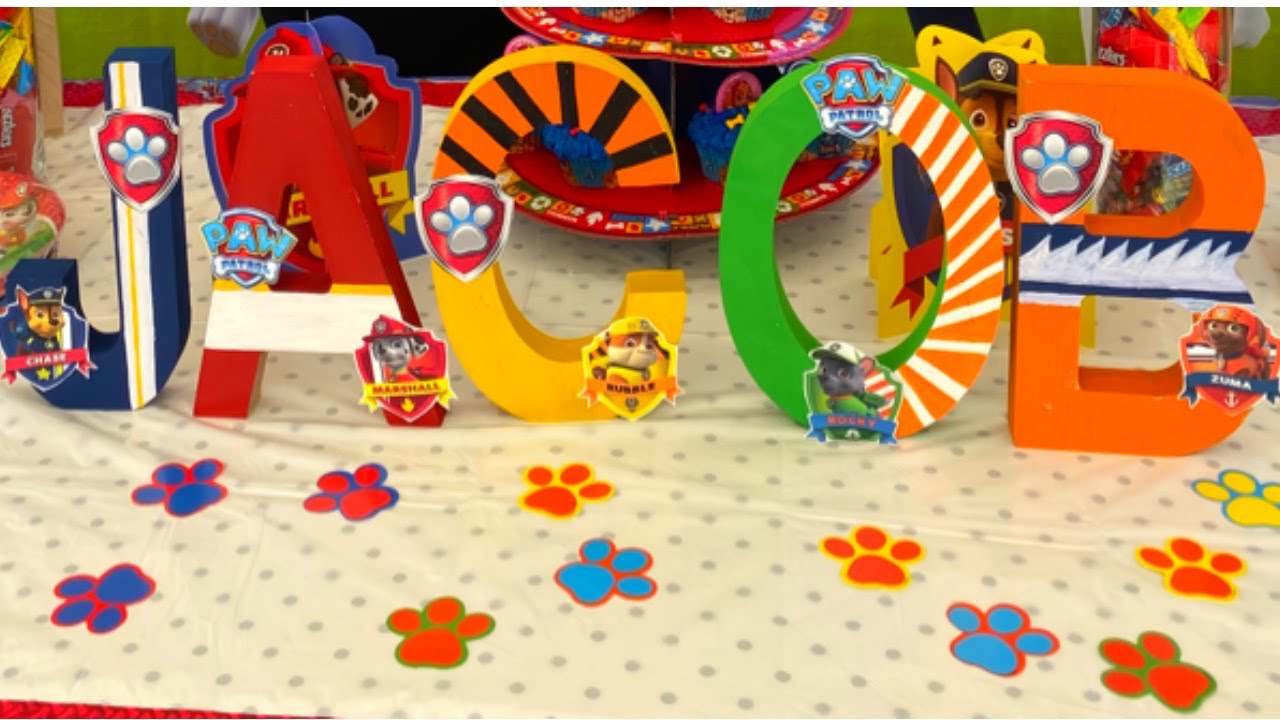 Paw Patrol DIY Wooden Letters for Birthday Party!| DECORACION PARA FIESTA DE PAW PATROL