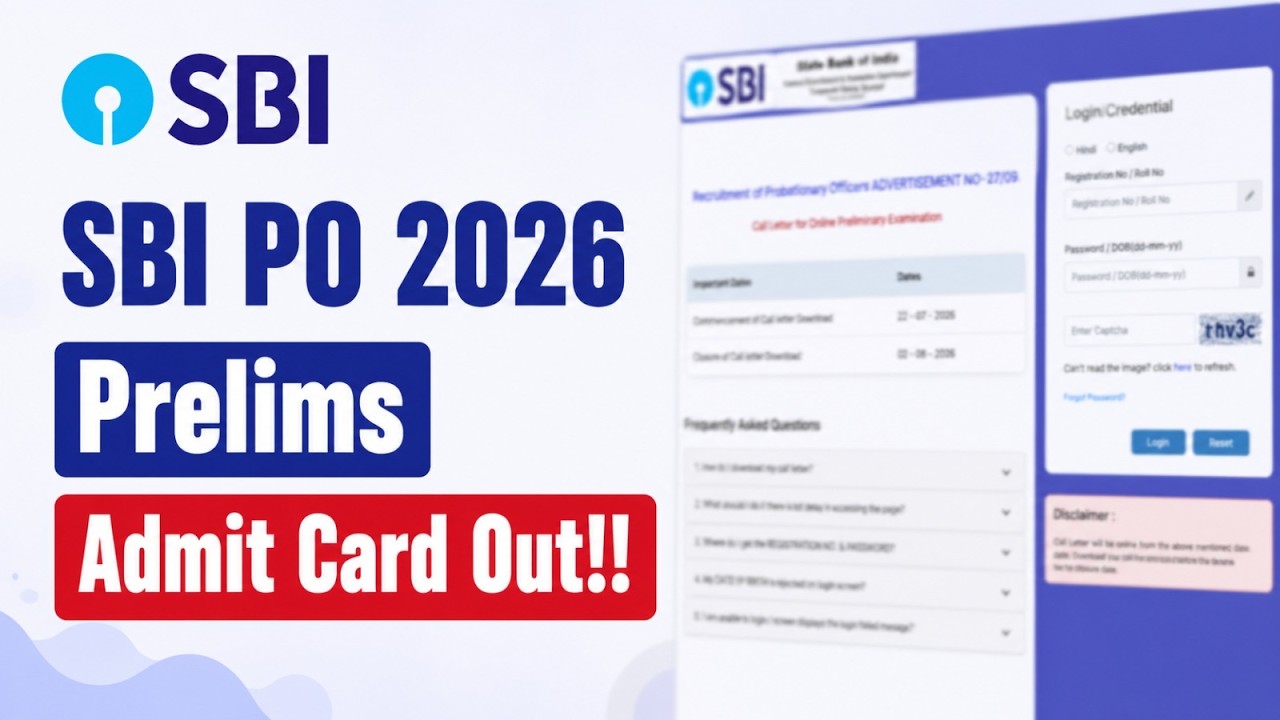 SBI PO 2026 Prelims Admit Card Out: Download Link and Exam Details