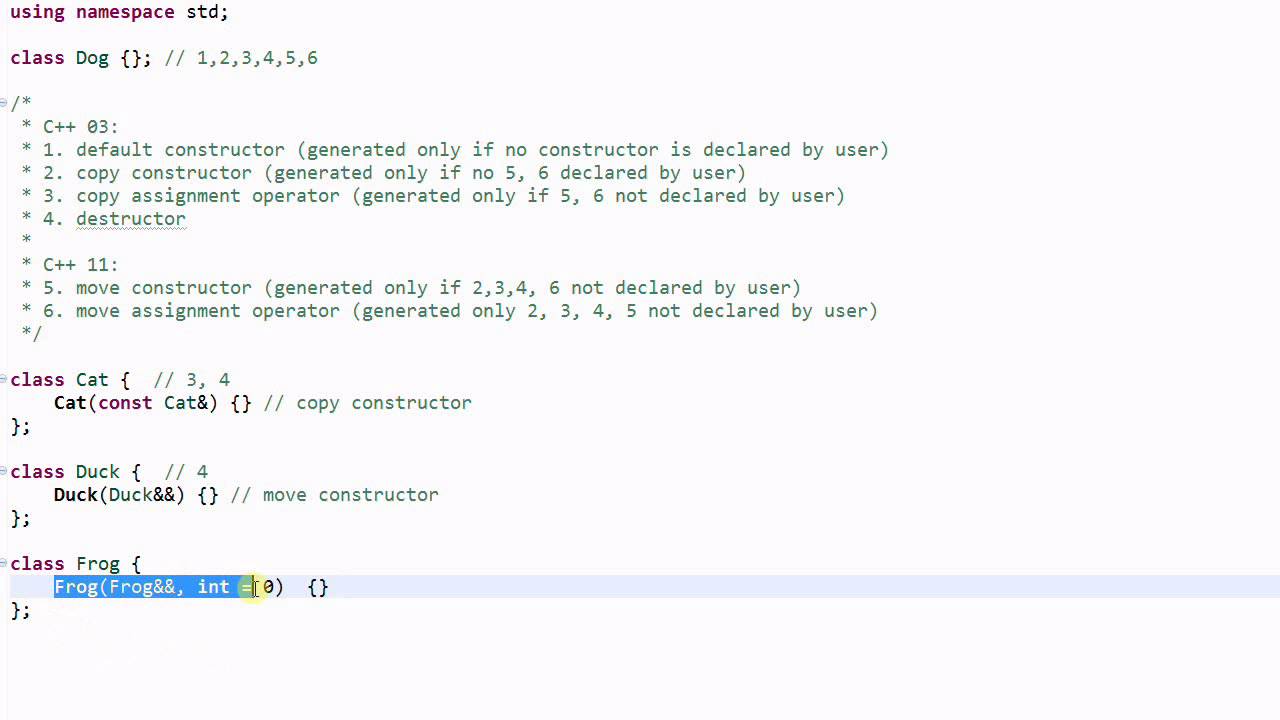 C++ 11: Compiler Generated Functions