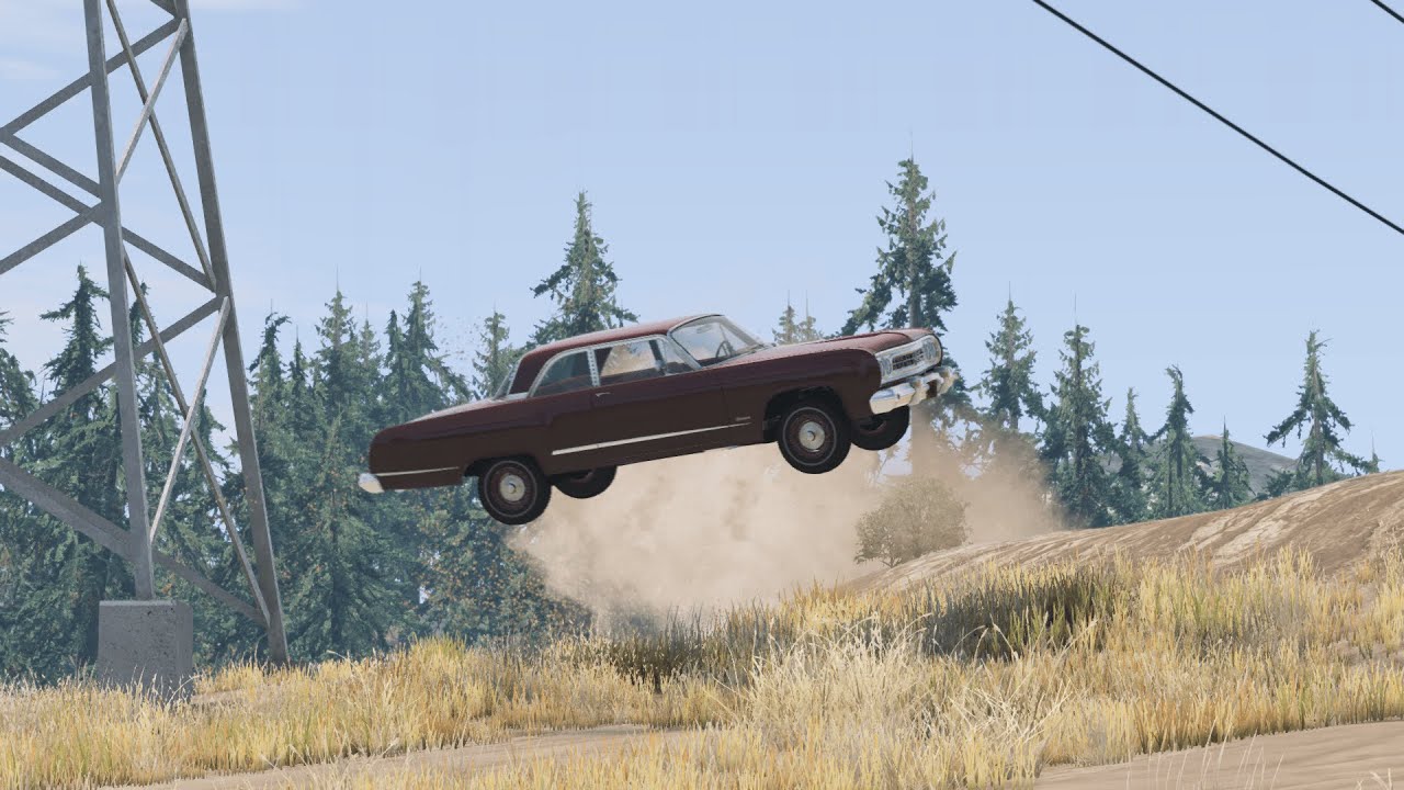 Car flies of the road while in pursuit - BeamNG Drive