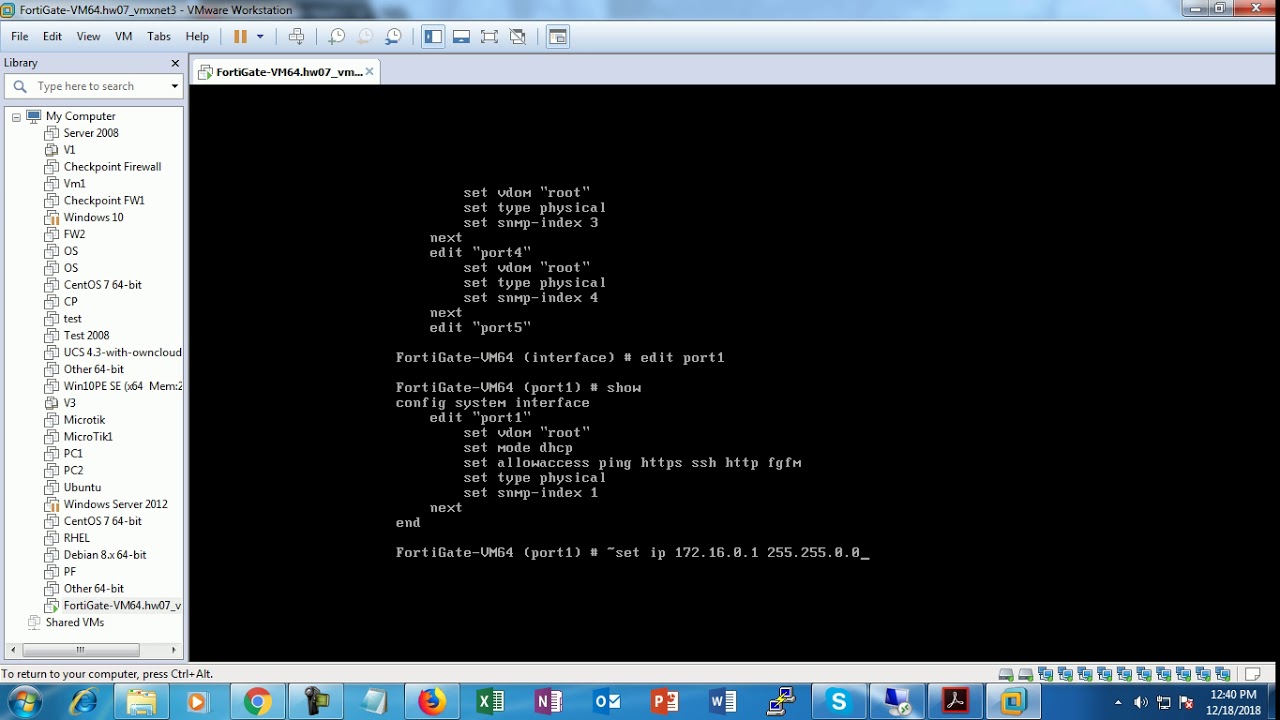 Fortinet Firewall virtual environment Installation