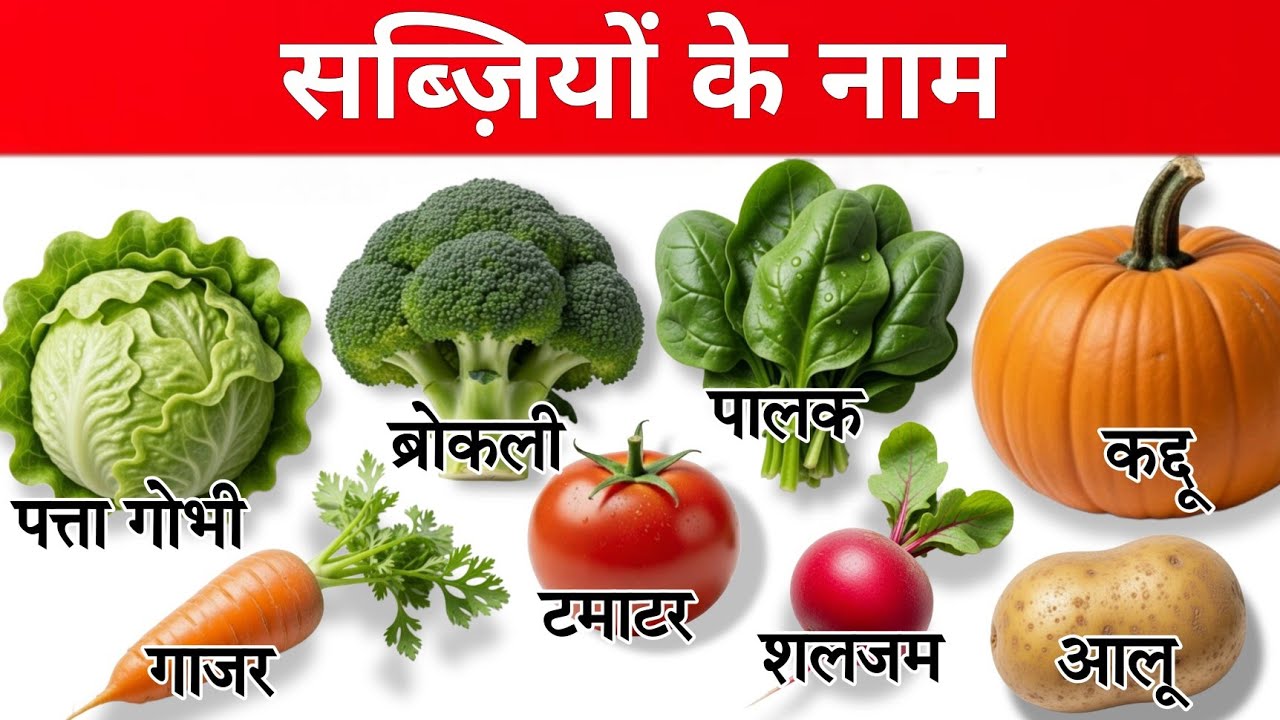 बच्चों के लिए सब्जियों के नाम | Vegetables Names in English & Hindi | Preschool Learning