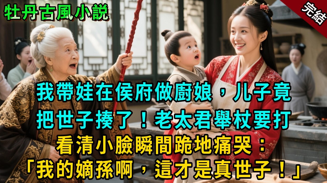 完结温馨爽文：帶娃在侯府作厨娘，五歲兒子竟把世子揍了！老太君提杖殺來，看清小臉瞬間跪地痛哭：我的嫡孫啊！這才是真世子！#小説 #原創 #古風 #古言 #大女主 #爽文 #萌娃 #甜寵 #反轉 #逆襲