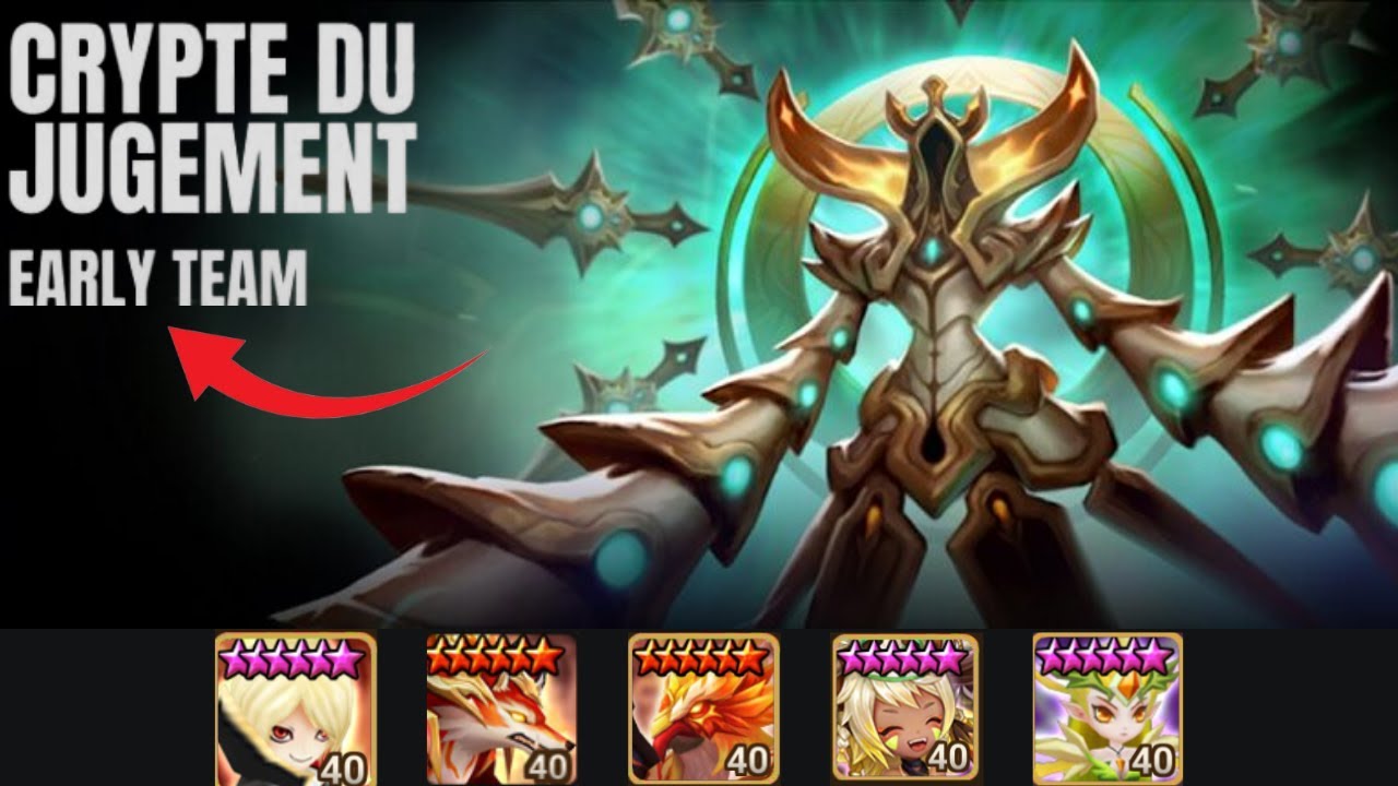 GUIDE FIRST TEAM VERY EARLY GAME CRYPTE DU JUGEMENT !! 100% FARMABLE #summonerswar #tutorial #guide