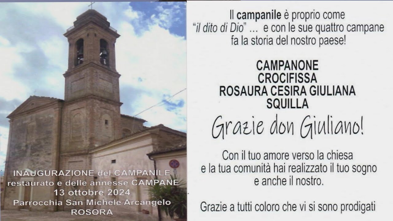Inaugurazione del Campanile e delle campane 13 ottobre 2024 - Parrocchia San Michele Arcangelo