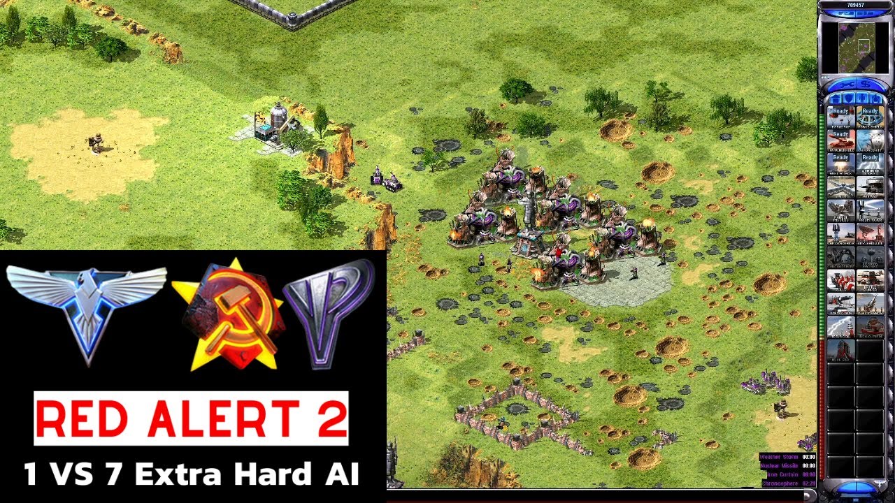 Red Alert 2 Gameplay: 1 Allied vs 7 Extra Hard Ai