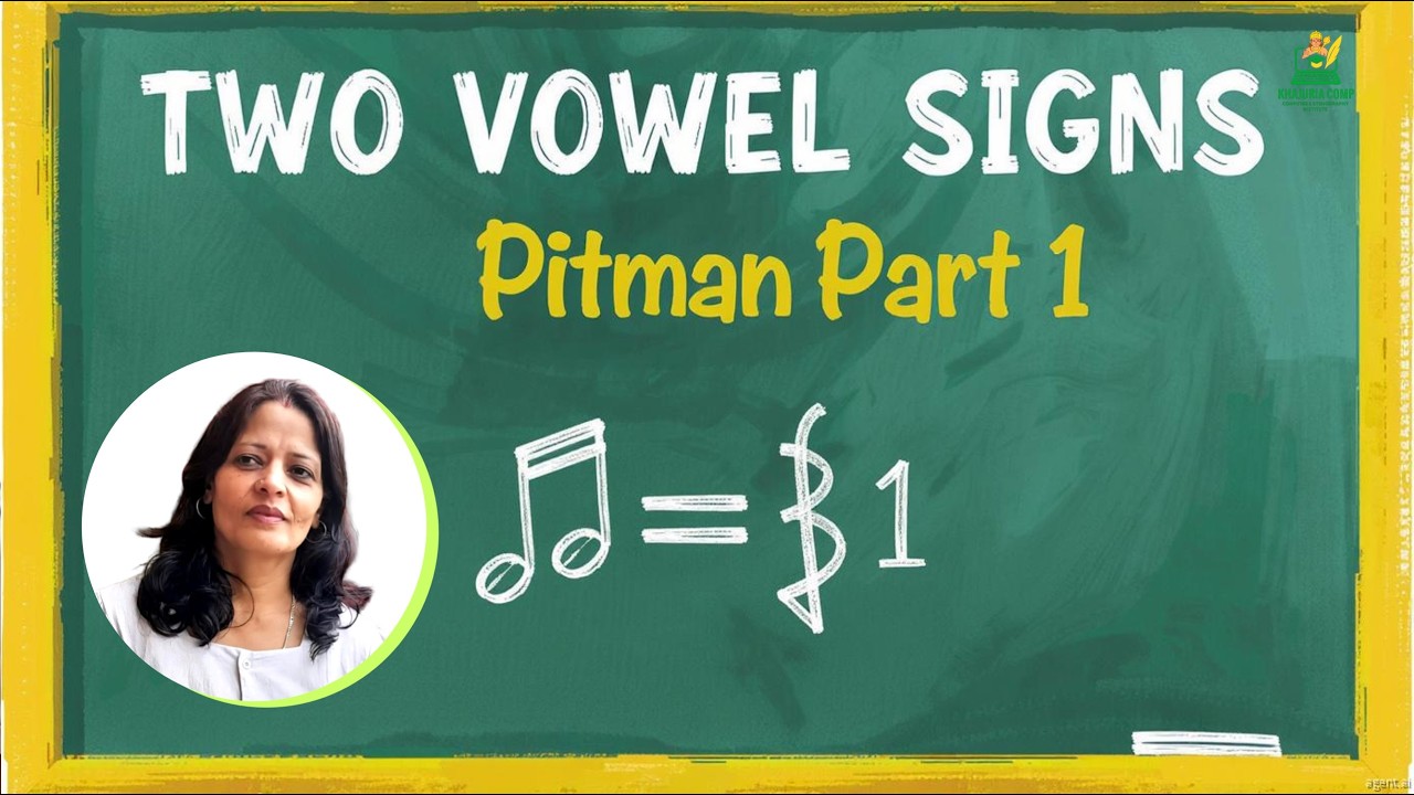 (65) Diphonic (Two Vowel) Signs – Part 1 | Mastering Double Vowel Sounds in Pitman Stenography