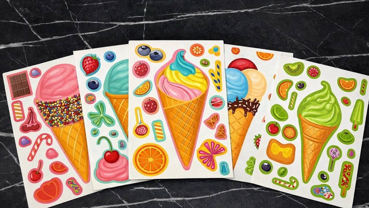💖Paper DIY💖 🍦 Ice Cream Sticker Book Compilation Satisfying Yummy ASMR Fun Diy Decorate Dessert