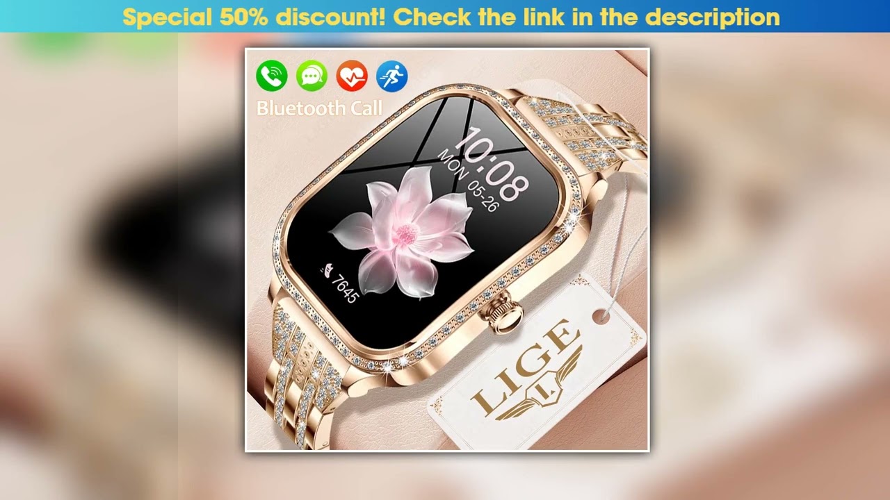 LIGE Smart Watch Women Waterproof Bluetooth Call Sports Fitness Heart Rate Monitor Smartwatch