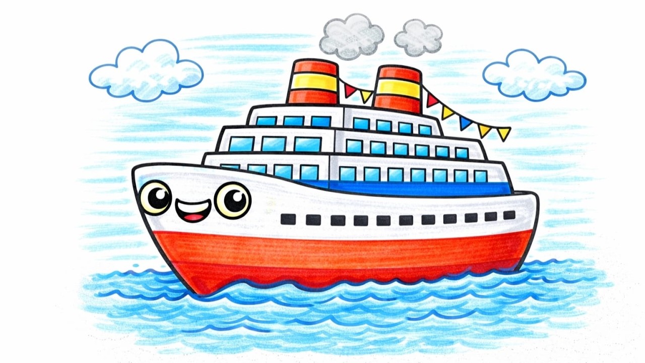​🚢 Easy a Ship Drawing for Kids | Drawing, and Coloring for Kids | Toddler Art Learning Video 🎨✨