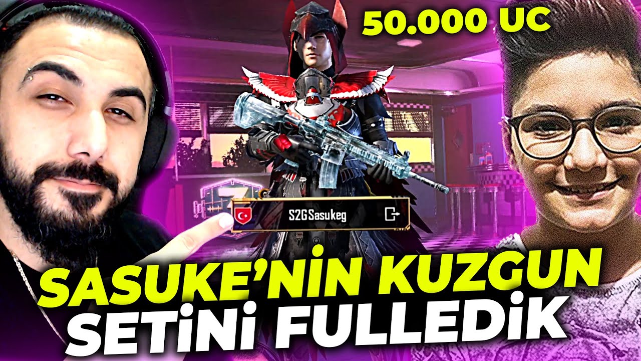 KENDİ TAKTİĞİMLE SASUKE'NİN KUZGUN SETİNİ FULLEDİM!! 50.000 UC! | PUBG MOBILE
