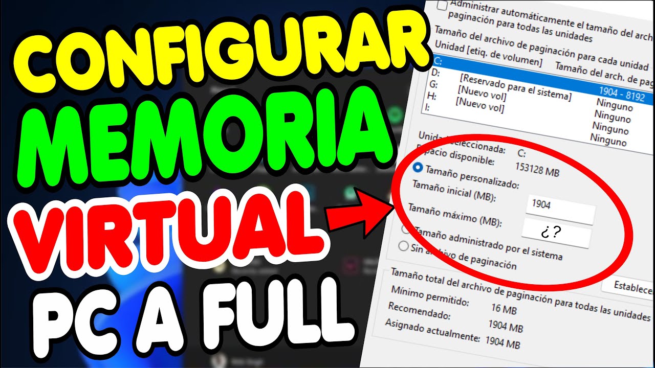 Configurar MEMORIA VIRTUAL para WINDOWS 10 Y 11/ OPTIMIZA EL RENDIMIENTO de la  RAM - 2025