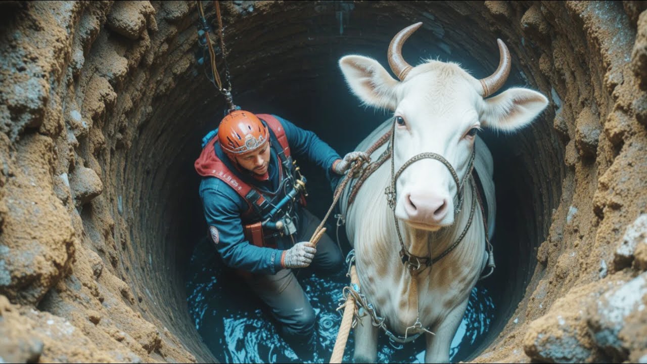 Innocent White Cow Falls Into Deep Well  | Heroic Rescue That Saved Her Life 