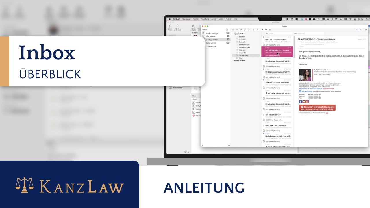 KanzLaw Kanzleisoftware Inbox