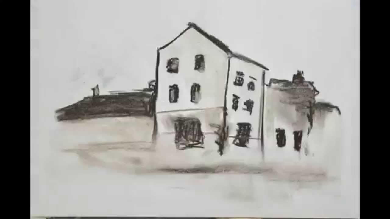 Animation - Abandoned building 'place' project - black and white chalks