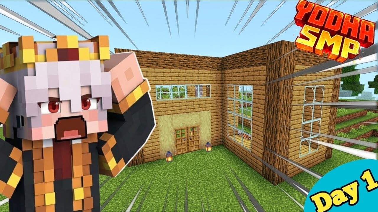 Yodha smp Day 1- I made EPIC BASE in minecraft @mineyodhaa 