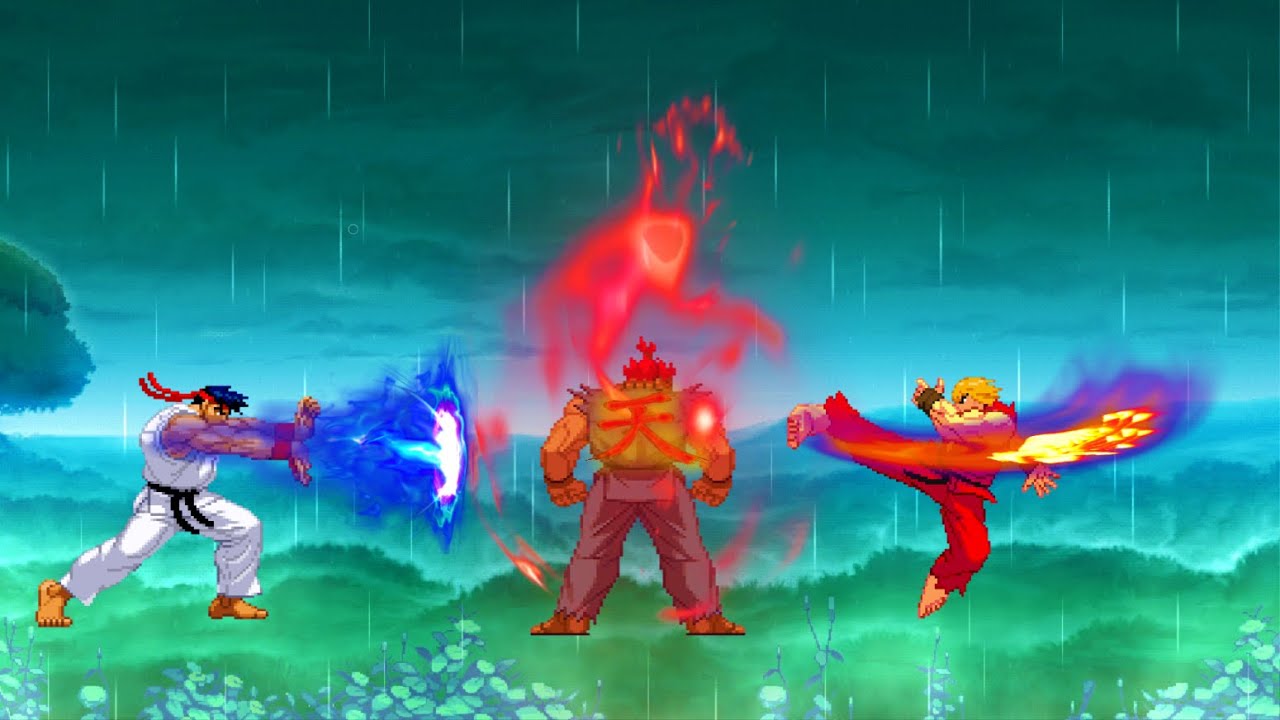 Epic MUGEN: Ryu & Ken VS Akuma - Dramatic Battle!