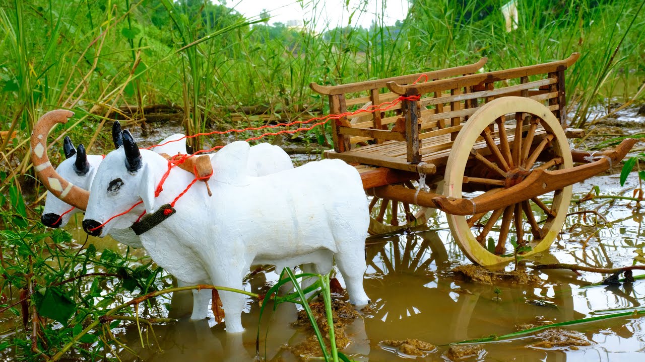 DIY Woodworking Projects - How to make cow bullock cart with bamboo and cow mud