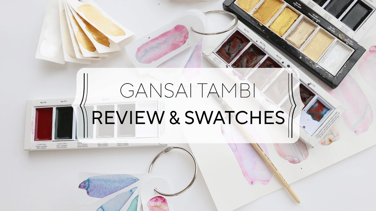 Kuretake Gansai Tambi Farbpalette: Starry, Granulating & Sumi Colors | Review & Swatches