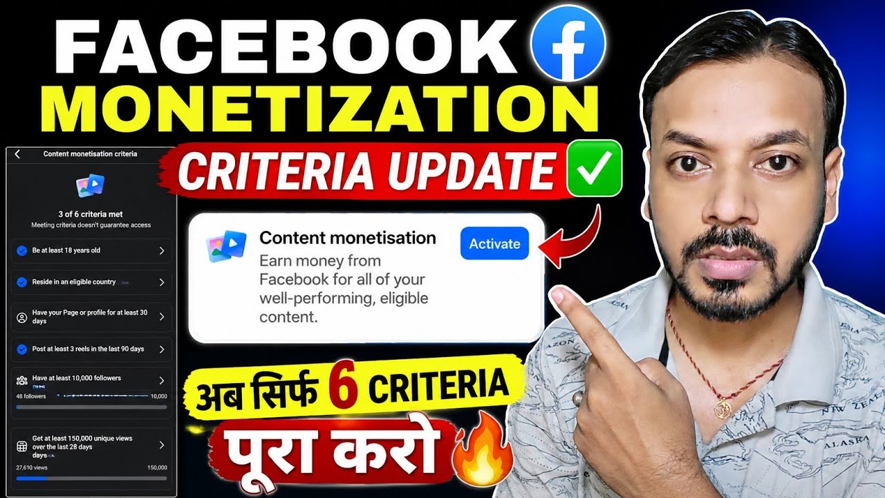 Facebook Monetization Criteria Update ✅️ Content Monetization Enable Karne Ke Liye Sirf 6 Criteria 🔥