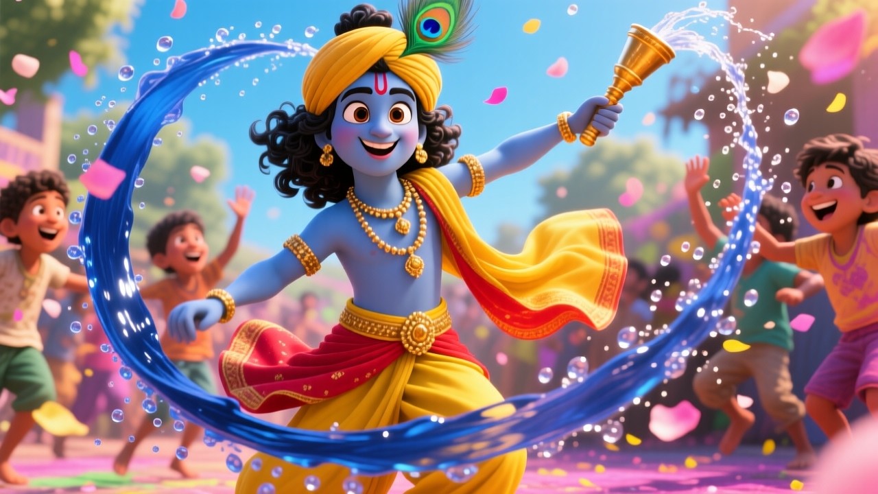 राधा कृष्ण की होली | वृन्दावन की सात रंगों वाली होली | Radha Krishna’s 7 Day Holi | Story for Kids