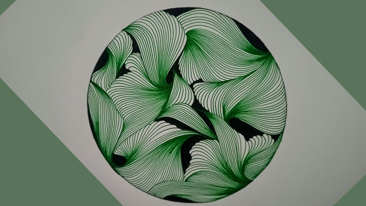 Line Art Doodle using colored gel pen